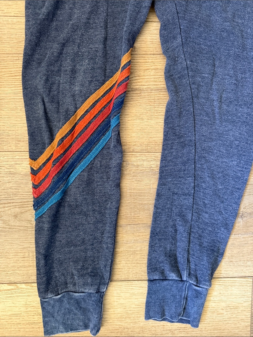 Aviator Nation Navy Jogger Pants with Rainbow Stripe Details Size M - Picture 4 of 7